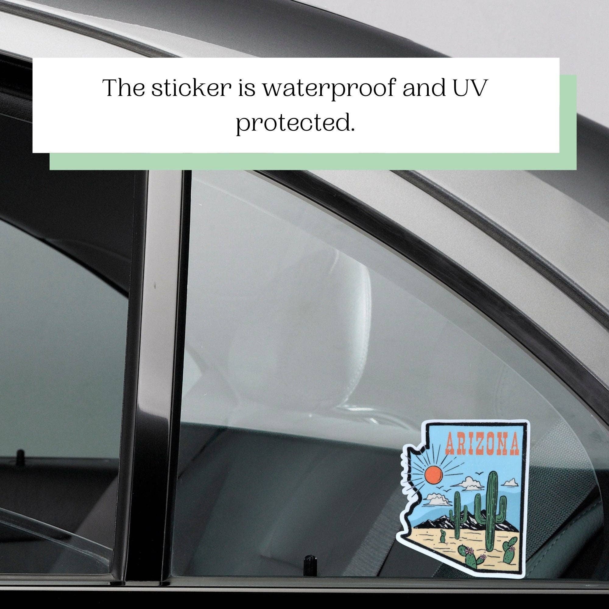 Kirk's Krafts - Wholesale Sticker - Arizona State Shaped Sticker Retro Decal Cactus Full Color Waterproof Travel Souvenir Car Water Bottle Laptop2