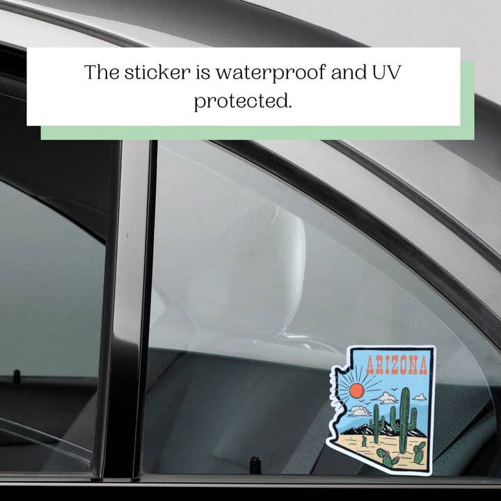 Kirk's Krafts - Wholesale Sticker - Arizona State Shaped Sticker Retro Decal Cactus Full Color Waterproof Travel Souvenir Car Water Bottle Laptop2