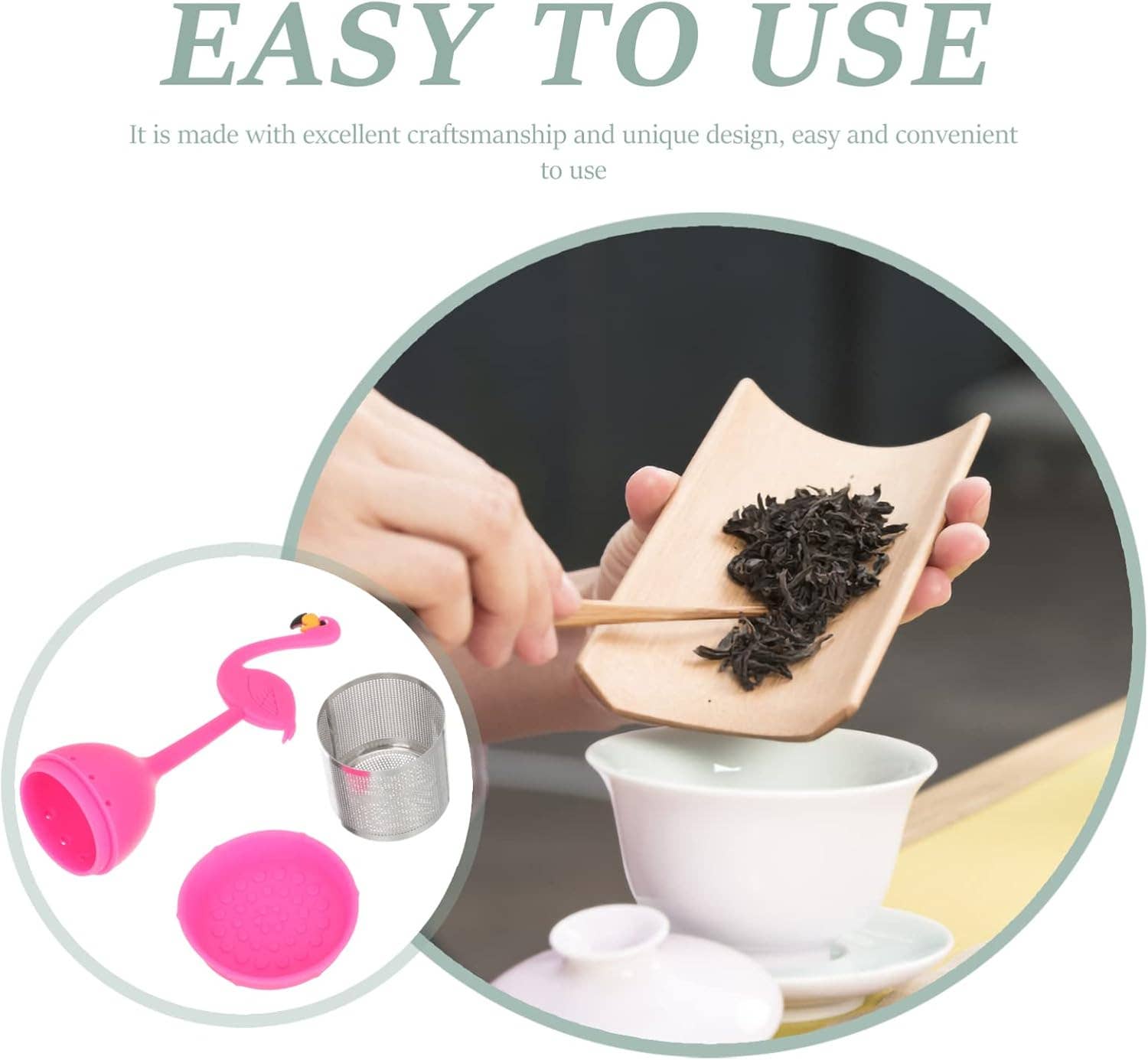 Magnifique Hearts - Wholesale Tea Strainer/Infuser - Flamingo Silicone Tea Infuser with Stainless Steel Mesh6