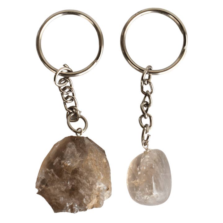 Gemstone Keychain | Smokey Quartz | Crystal Stone Keyring for wholesale by Soothing Crystals