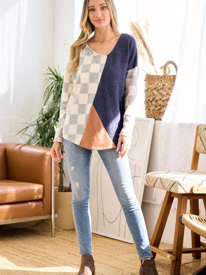 lovely melody - Vendita all'ingrosso Felpa - Donna - LMT3445-Felpa Check Mate