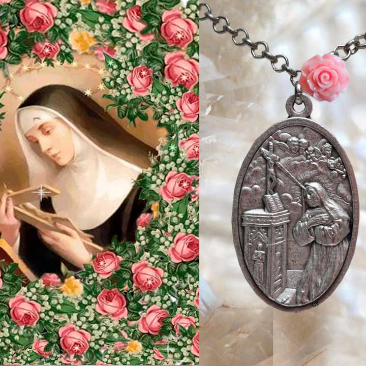 MariaSantissimaShop - Wholesale Pendant/Charm Necklace - Saint Rita of Cascia or St. Rita de Cassia Necklace Catholic Christian Religious Jewelry Medal Pendant