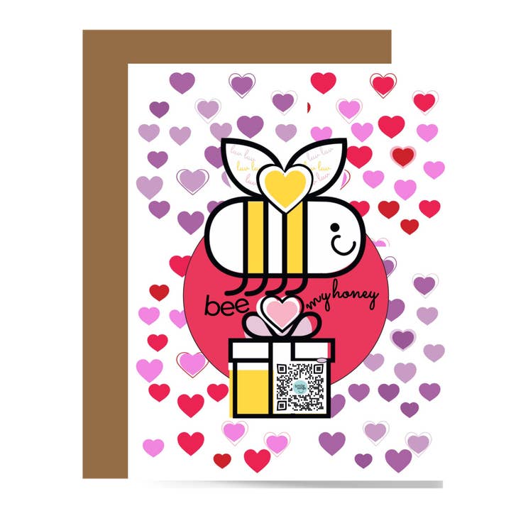 Bee My Honey Valentines Day QR Code Card for wholesale by Smile Songs