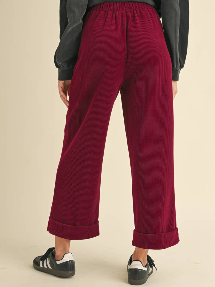 Heyson - Wholesale Pants - Women's - LP1017 High-Waisted Pleated Corduroy Pants
