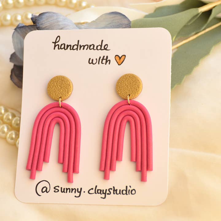 Arch Earrings,Boho Danglers,Handmade in Paris France Europe for wholesale by Sunnyclayart