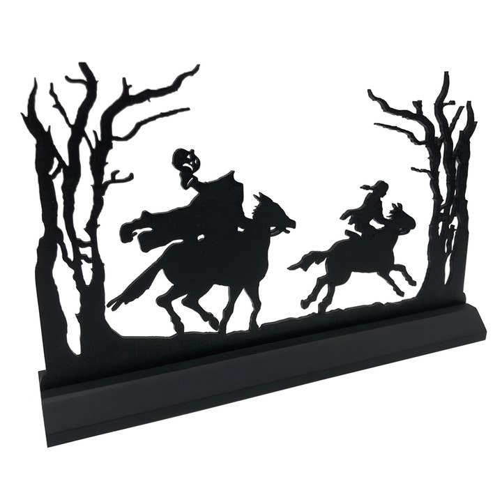 Madison Bay Co. - Historical Home Decor Reproductions - Wholesale Decorative Tabletop Object - Headless Horseman Scene Wood Silhouette Halloween Decor