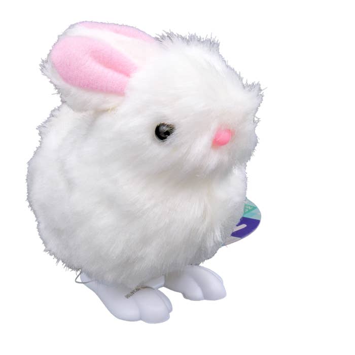 Toysmith - Wholesale Wind-Up Toy - Kids - Farm Fresh White Fuzzy Bunny Wind Ups, Spring, Easter