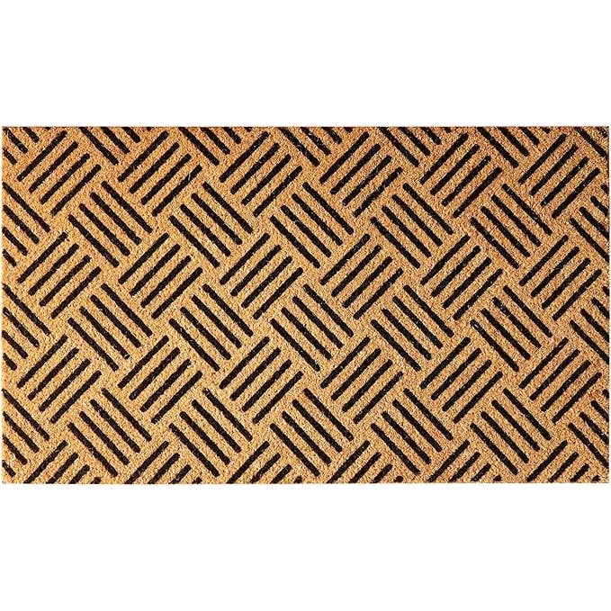Geometric Coir Doormat – Black Diamond Pattern 30"x17" for wholesale by The Fine Living Company