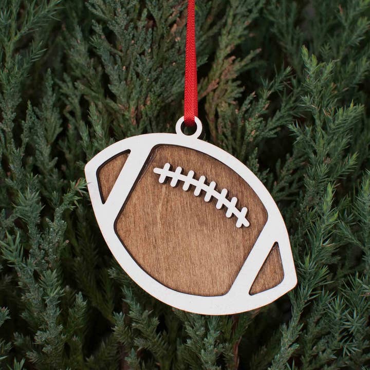 Football Christmas Ornament for wholesale by The Little Ornament Shop