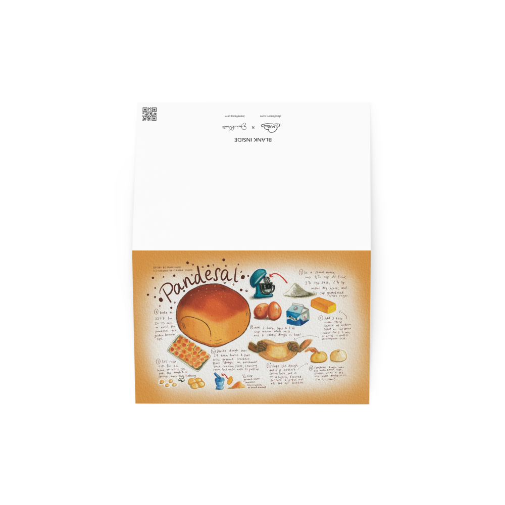 Claudine Castro Art - Wholesale Everyday Greeting Card - Pandesal Recipe Art Blank Greeting Card - Jeanelleats Collab1