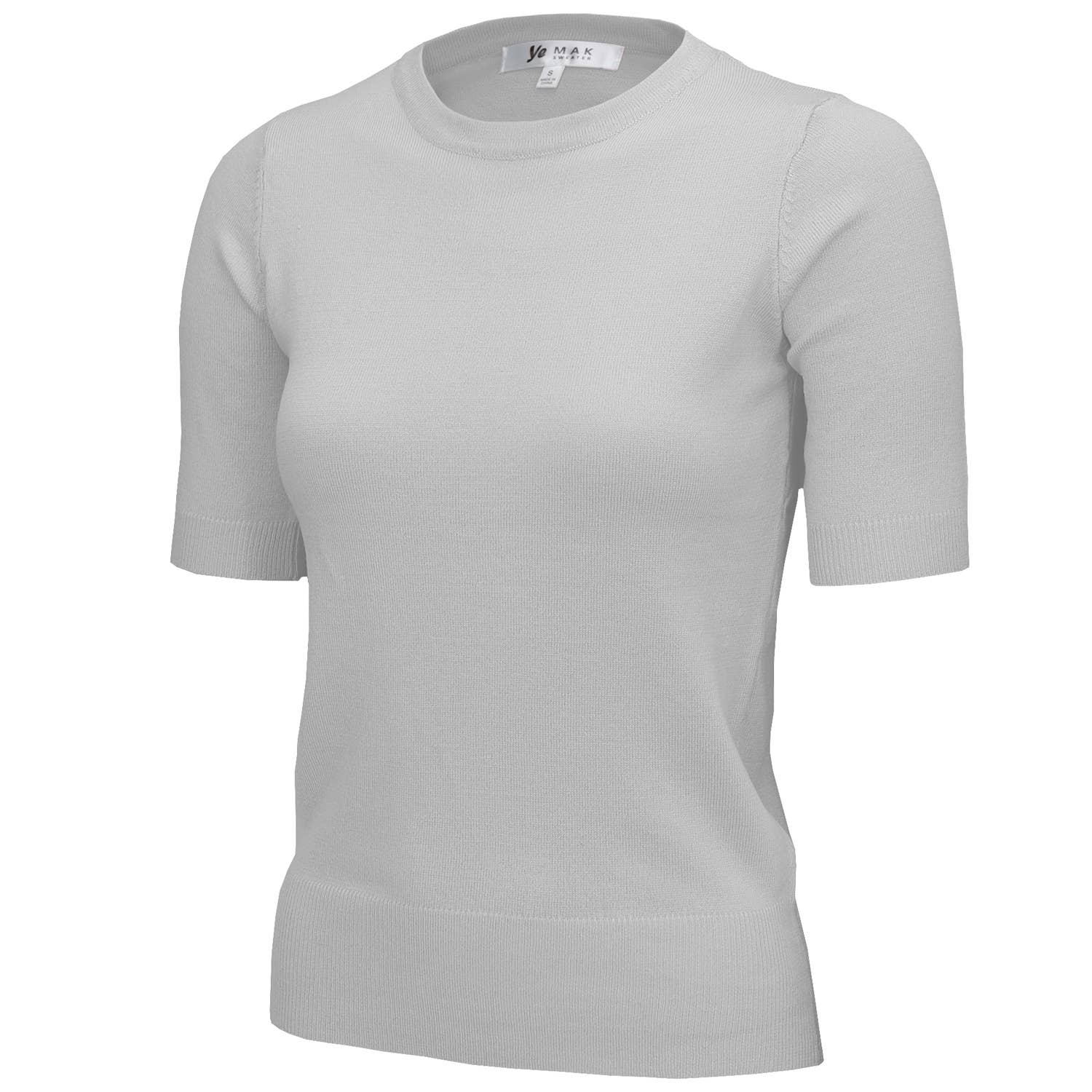 Mak – Engroshandel Strikket top - Dame – Halv-ærmet Crewneck Letvægts blød pullover Tee MK3664Y13
