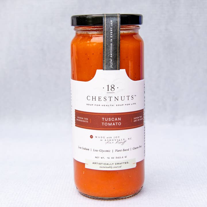 Tuscan Tomato Soup 16 oz Plant Based & Gluten Free for wholesale by 18 Chestnuts Soups