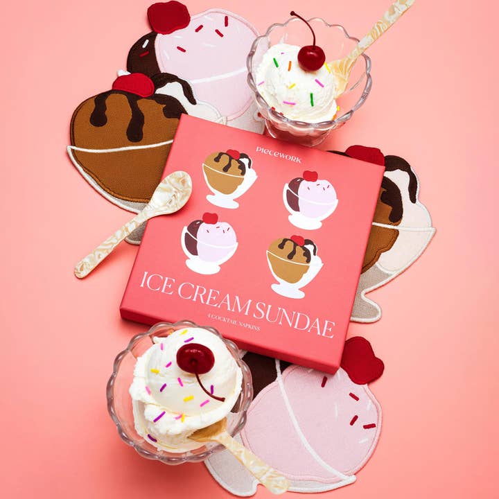 ✨NUEVO✨Servilletas de helado Sundae - Juego de 4 para venta al por mayor de Piecework