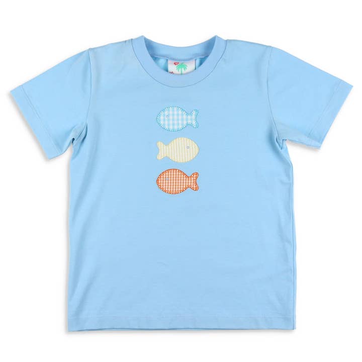Shrimp and Grits Kids - Wholesale T-Shirt - Kids - Boys Applique Shirt - Colorful Fish