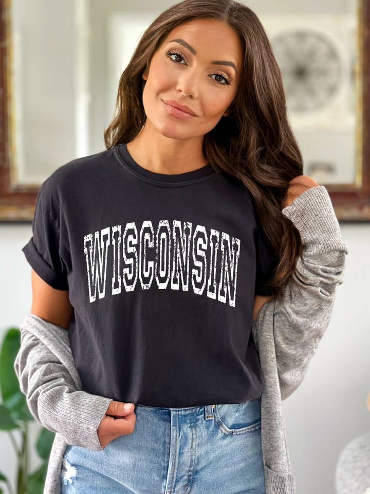 Wisconsin State Graphic T-Shirt for wholesale by Desert Raine