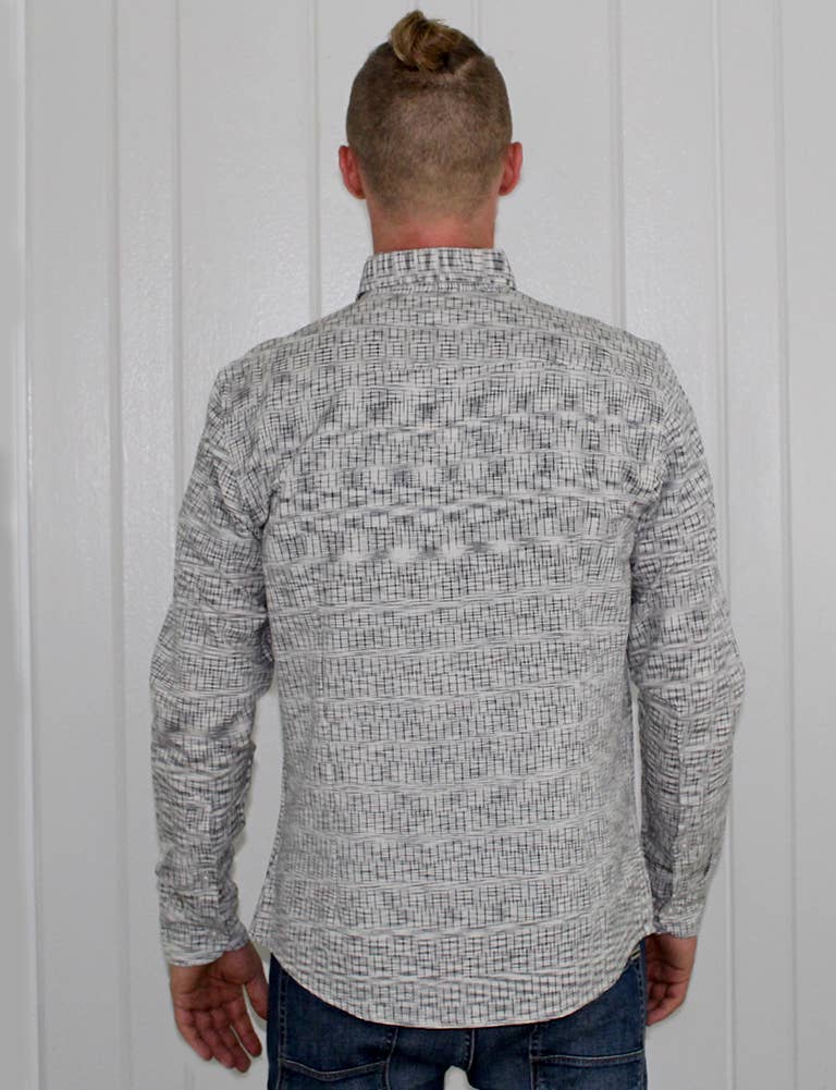 Passion Lilie - Wholesale Button Down Shirt - Men's - Grey Timeless Ikat Men's Button Down Shirt3