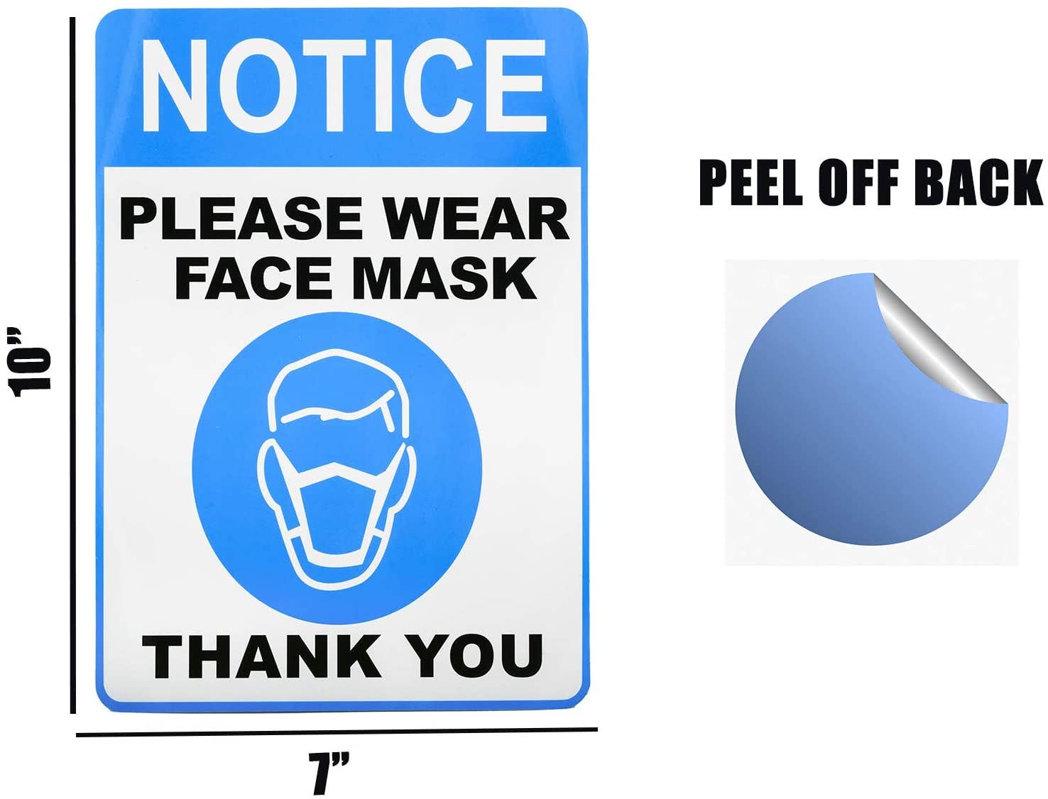 EcoQuality - Wholesale Sign - Face Mask Required Sticker Sign - Removable, Weather Proof1