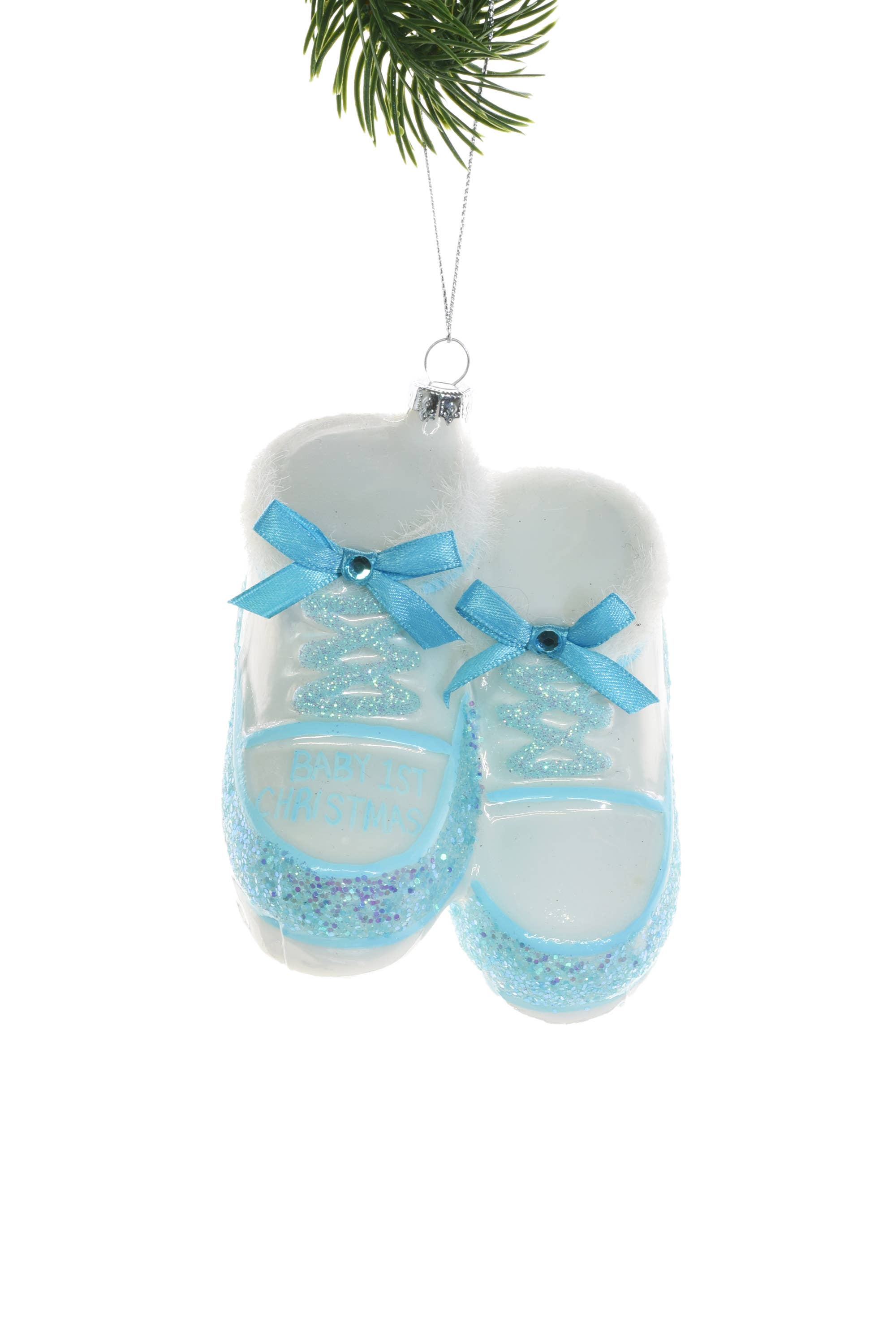 Starlight Collection - Wholesale Ornament - Blue/White "Baby's 1st Christmas" Shoes Ornament0