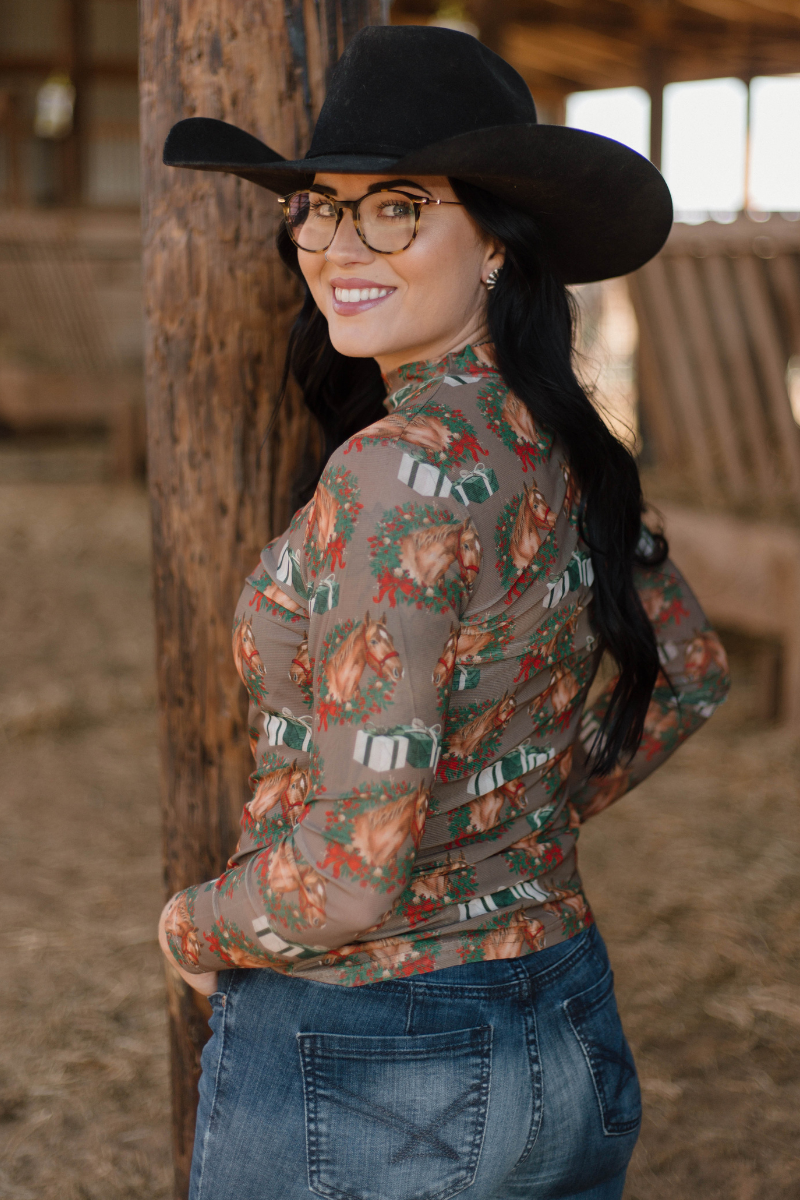 Sterling Kreek - Wholesale Blouse - Women's - Ribbons on the Range Mesh Top2