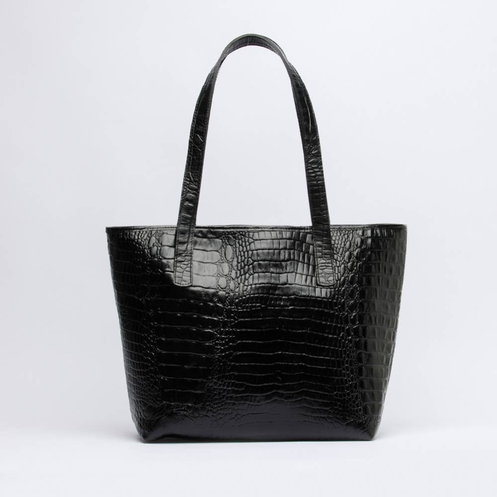 MESCH - Vendita all'ingrosso Borsa tote - Donna - Borsa a tracolla Kyle in vera pelle goffrata Croc-Goffrata - Nera3