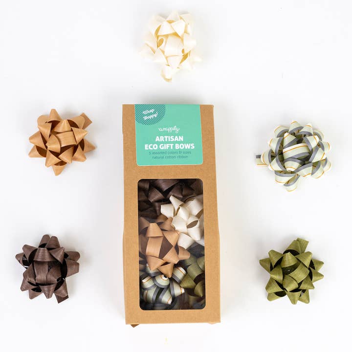 Wrappily Eco Gift Wrap Co. - Wholesale Bow - Gift Wrapping - Eco Gift Bows • Artisanal Natural Cotton • Neutral Tones