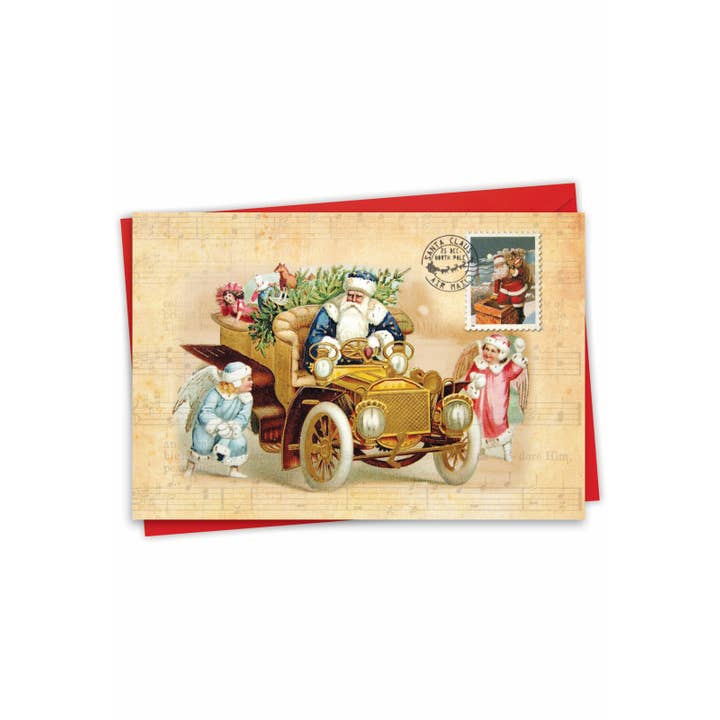 NobleWorks - Venta al por mayor Tarjetas de Navidad - Tarjeta de Navidad (tarjeta individual), postales de Papá Noel, coche