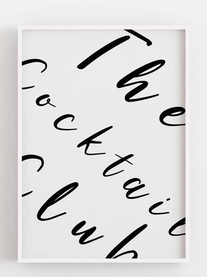 Typografischer Wandkunstdruck 'The Cocktail Club' für den Großhandel von We Love Prints