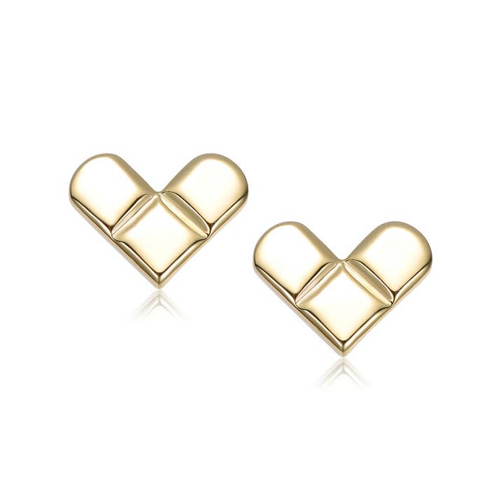 Sterling Silver Gold Plated Heart Stud Earrings(100449) for wholesale by Genevive
