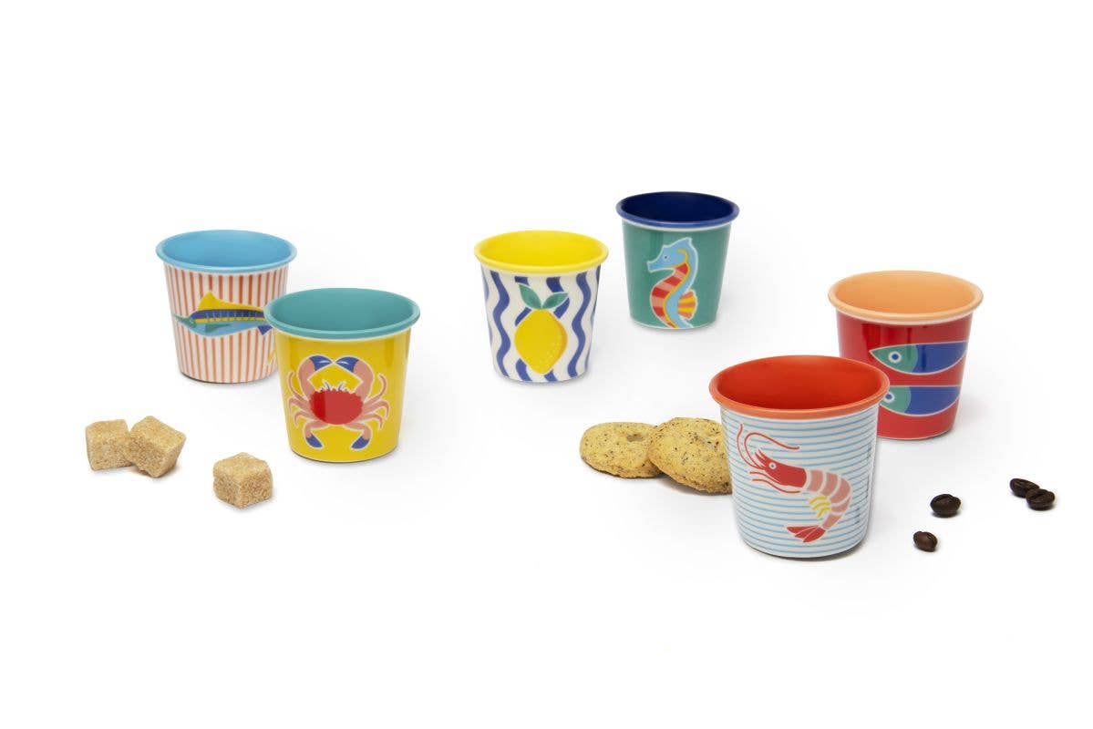 Multicolore Set 6 Bicchieri da Caffe' Corfu' in vendita all'ingrosso su Faire7