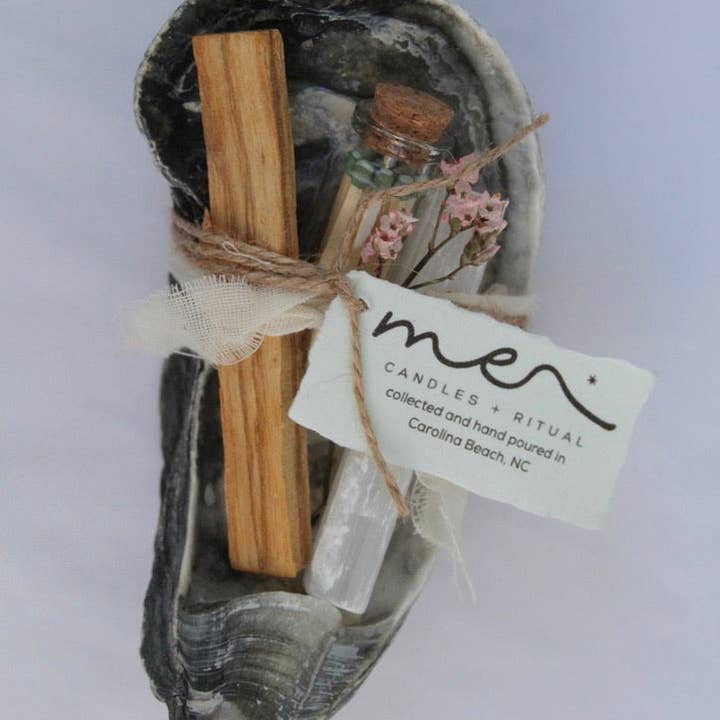 ME Candles + Ritual - Wholesale Spiritual Stone/Crystal - Cleansing Ritual - Palo Santo, Selenite, Matches, Oyster Shell