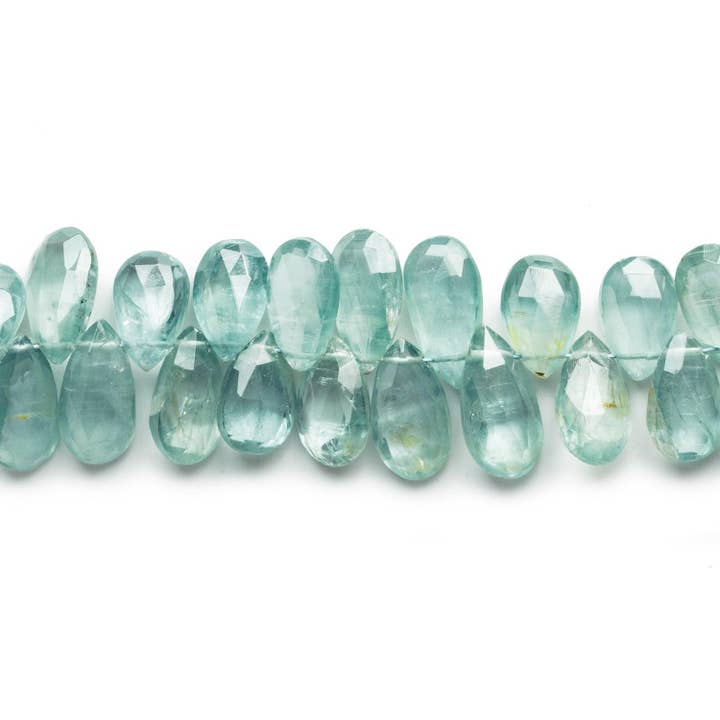 Peras facetadas de cianita azul-petróleo 12x7mm, 8 polegadas, 55 contas por atacado de The Bead Traders