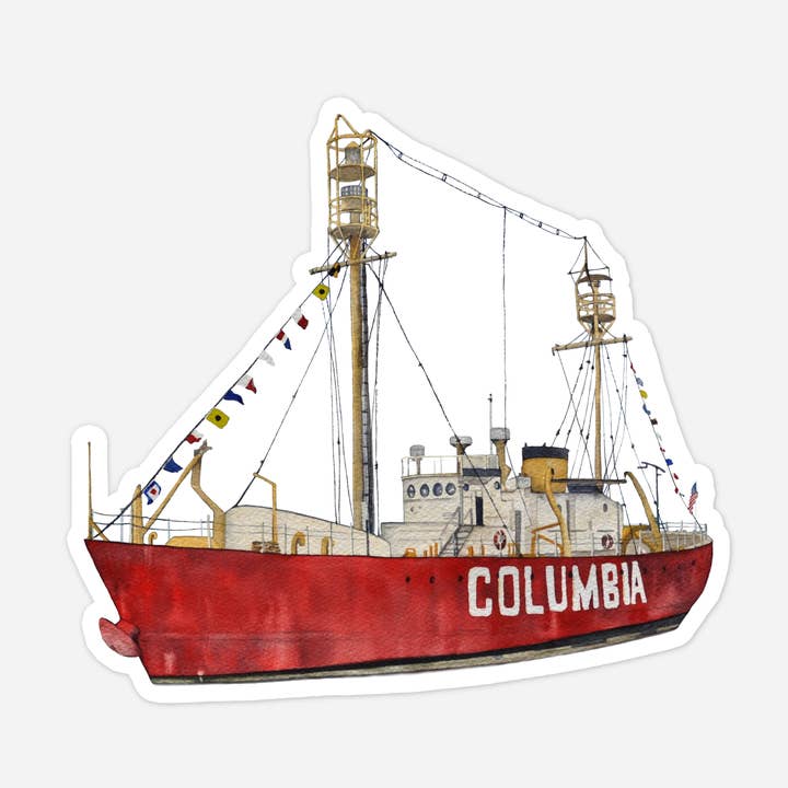 Amerikaanse Lightship Columbia-sticker, nautische kunst uit Oregon voor wholesale door CMarie Northwest