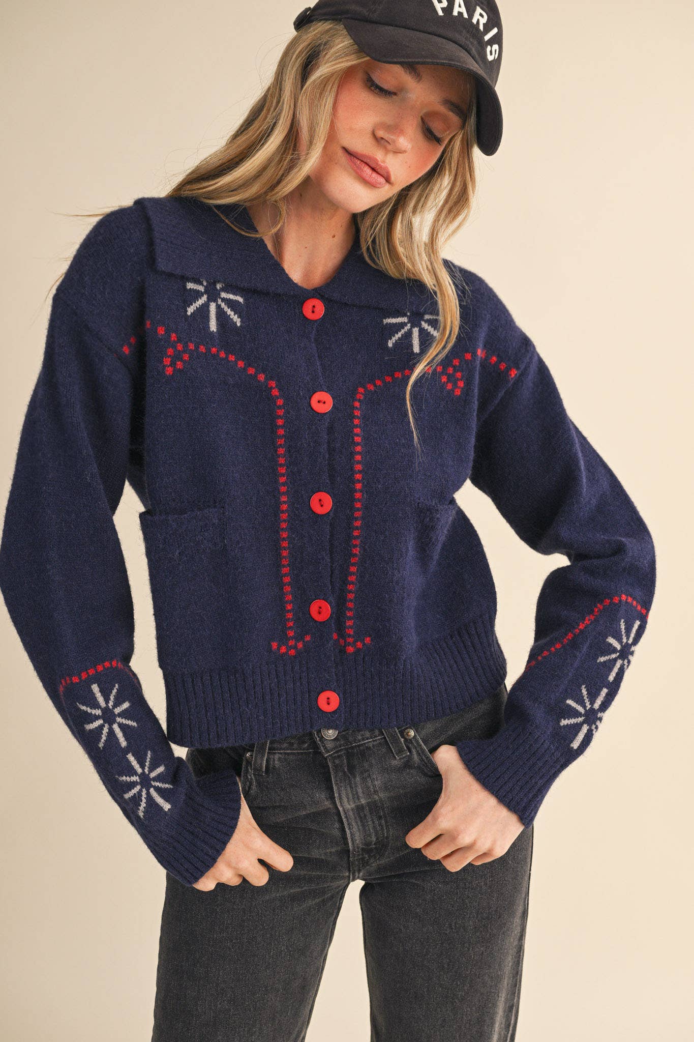 &MERCI - Wholesale Cardigan - Women's - WESTERN DESIGN SWEATER CARDIGAN MSW1121726