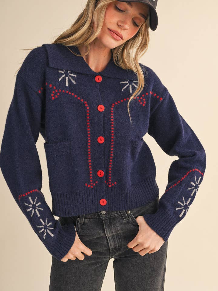 &MERCI - Wholesale Cardigan - Women's - WESTERN DESIGN SWEATER CARDIGAN MSW1121726