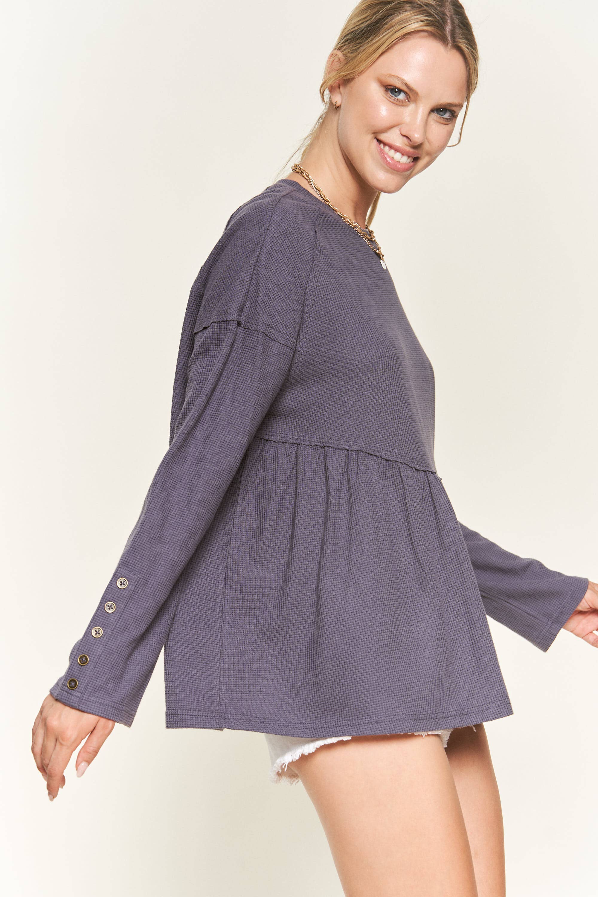 JADE BY JANE - Vendita all'ingrosso Felpa - Donna - Pullover in tessuto a maglia waffle JJT5045 13