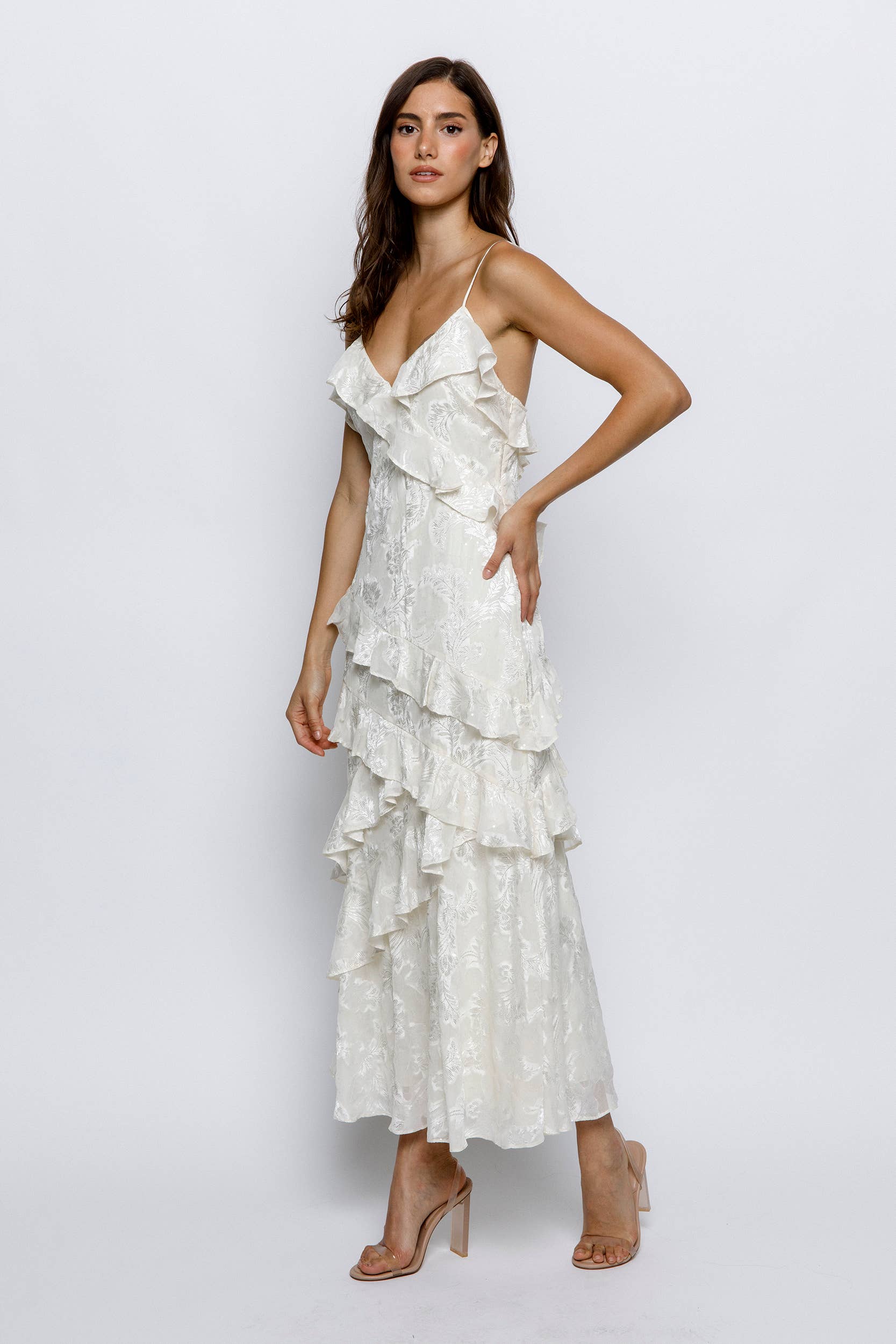 STORIA - Vente Robe – femme - JD5740-3- ROBE NUISETTE À VOLANTS À IMPRIMÉ GAUFRÉ11