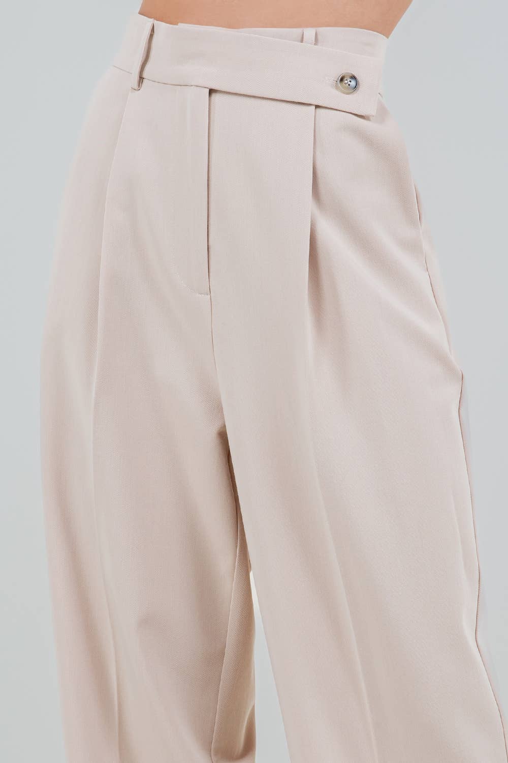 Beige PANTALON À TAILLE RABATTABLE CONTRASTÉE en vente sur Faire5