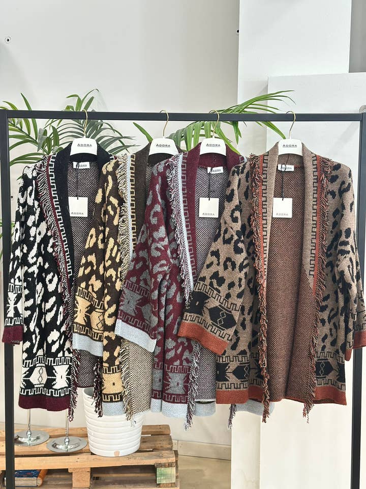 animal print cardigan for wholesale by ADORA