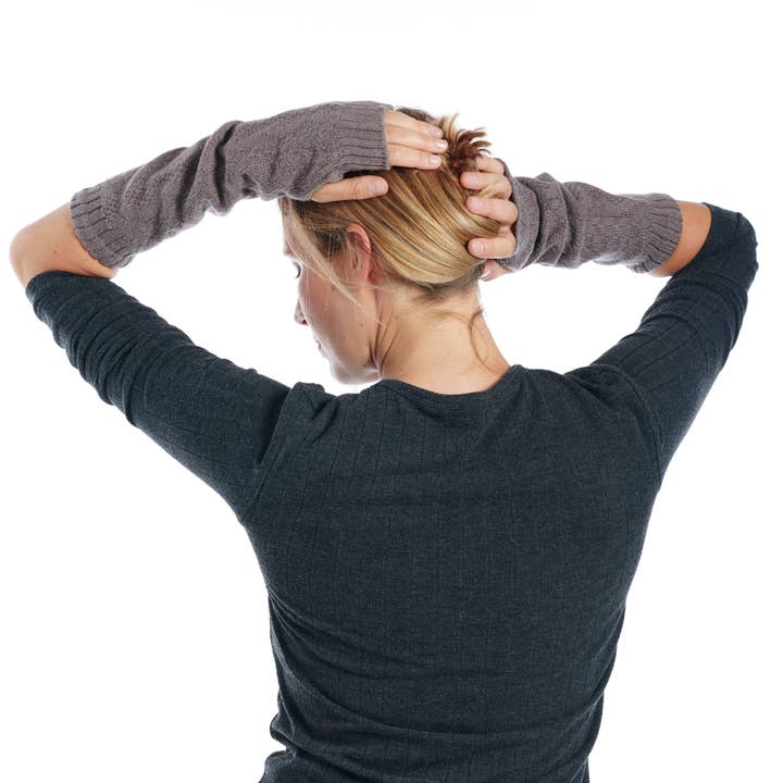 Lã de Caxemira Grossa Bege Mittens por atacado de FIL DE JOUR