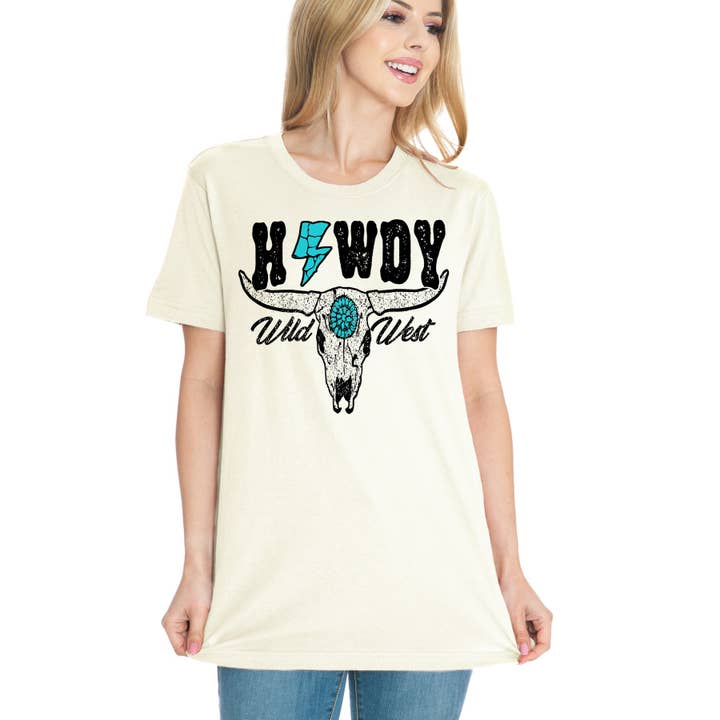 Amused by Blue - Wholesale Screen Printed T-Shirt - Women's - HOWDY WILD WEST2