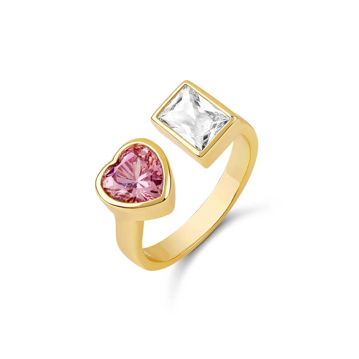 Anel com Pedra Baguete Coração Bezel por atacado de JTG Jewelry