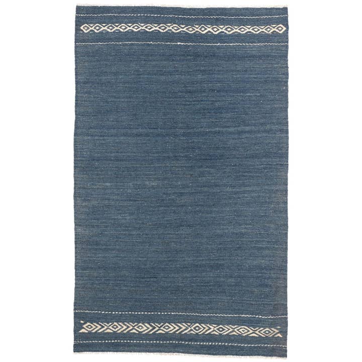 (3'11'' x 6'3'') Blue Modern Design Turkish Kilim Rug for wholesale by Rugtolia