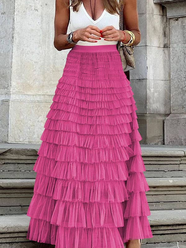 safistyle - Wholesale Skirt - Women's - Tiered Ruffle Maxi Skirt0