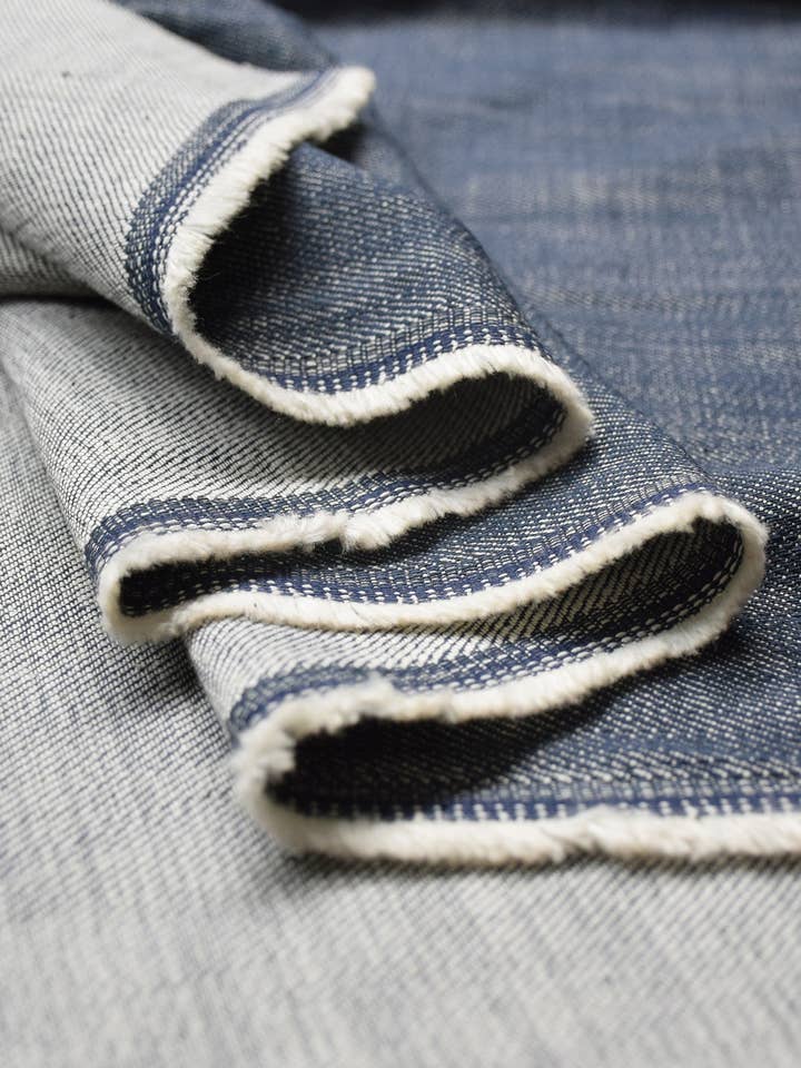 Navy blue denim fabric for wholesale by COUSETTE