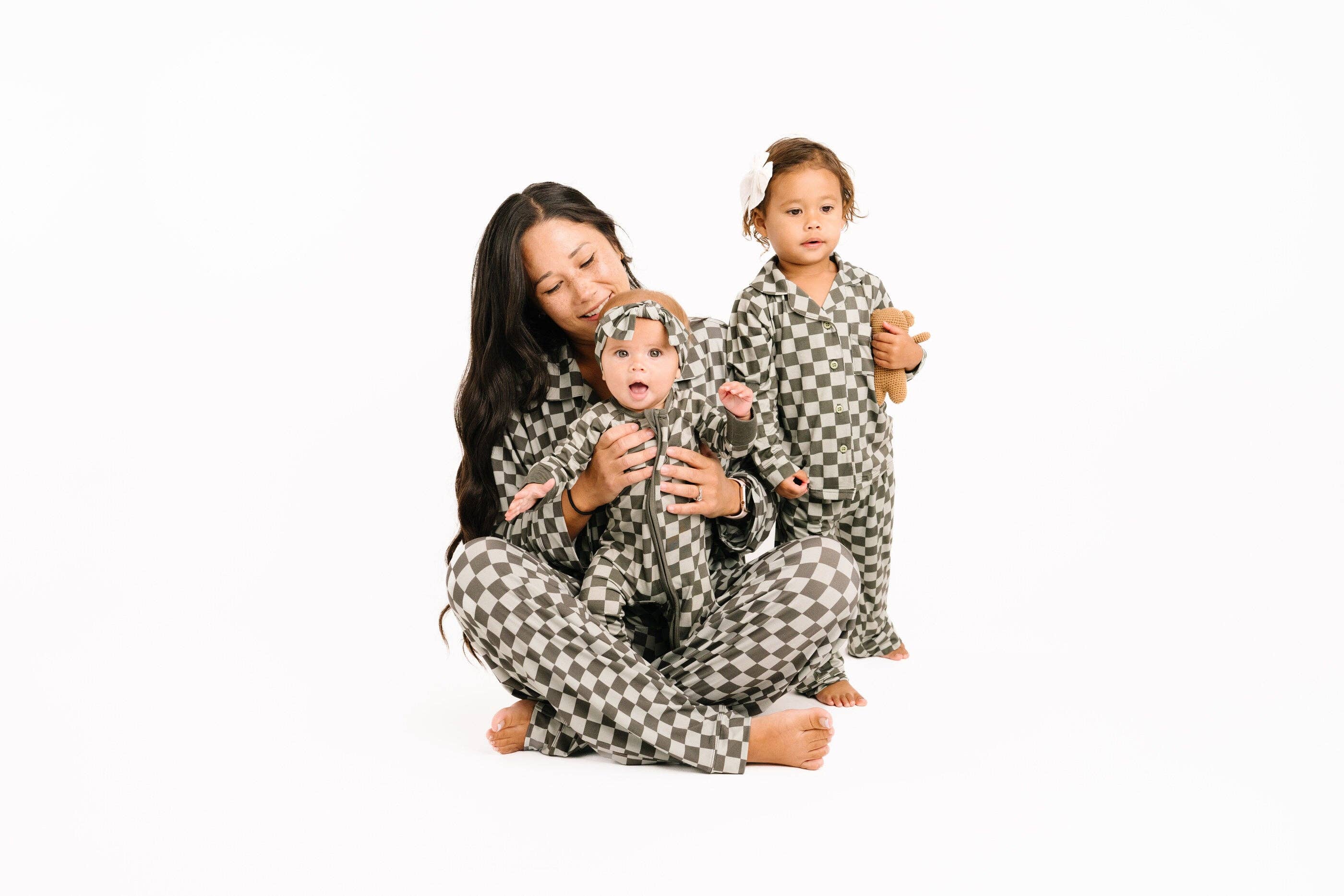 Little One Shop - Wholesale Top & Pant Set - Kids - Pine Checkered Kid Long Sleeve Bamboo Button Up Set14
