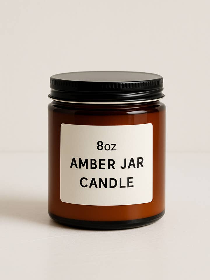Vela en tarro ámbar de 8oz - Mezcla de soja y coco de lujo para venta al por mayor de Saltroot Apothecary
