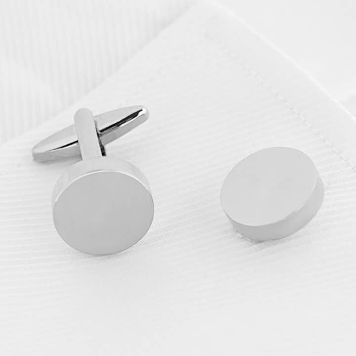 Boutons de manchette ronds en argent pour la vente par Beau-Coup