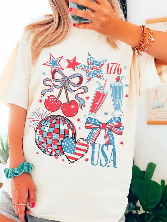 Eleven Fashion - Vendita all'ingrosso Maglietta serigrafata - Donna - Camicia Coquette Retro USA0