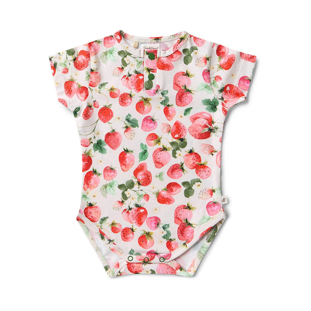 Snuggle Hunny - Wholesale Bodysuit (Non-Footed) - Baby - Strawberry Short Sleeve Organic Bodysuit1
