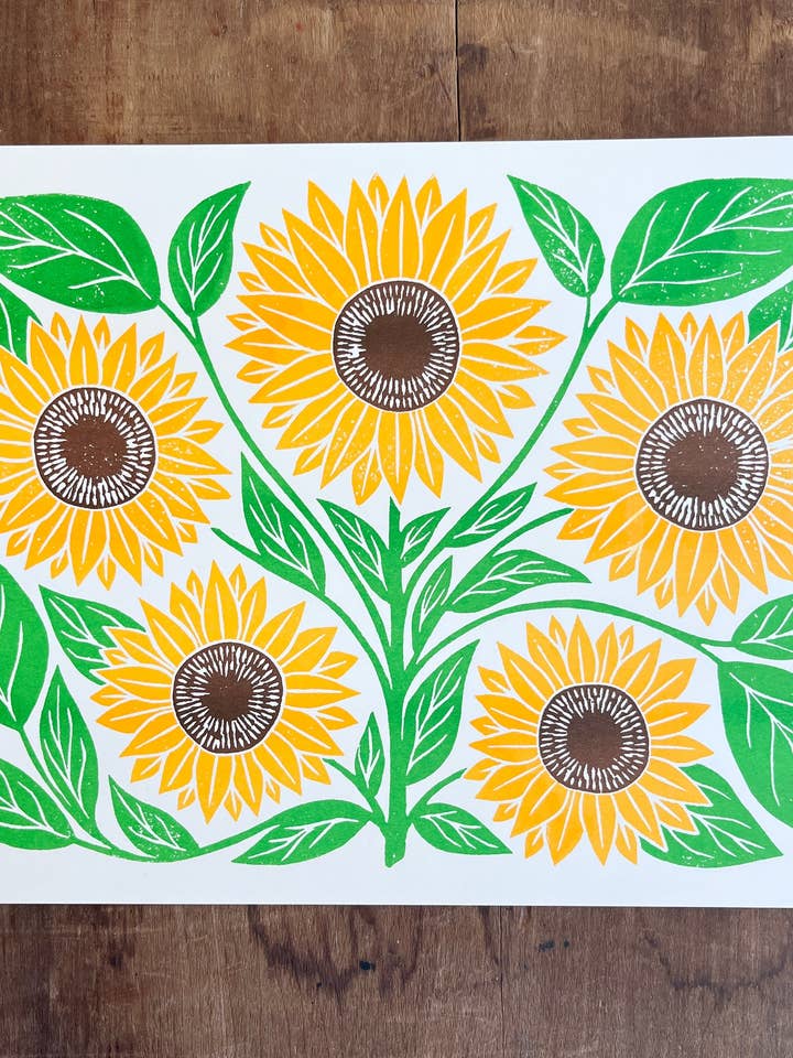 Série Jardin : Impression Risograph Tournesol pour la vente par Katharine Watson